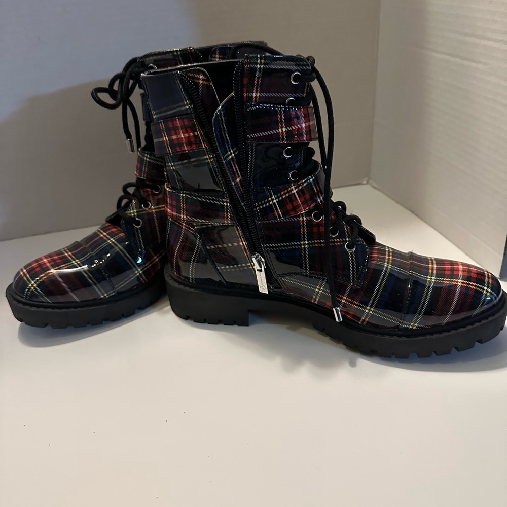 Jessica Simpson plaid combat boots. NWOT